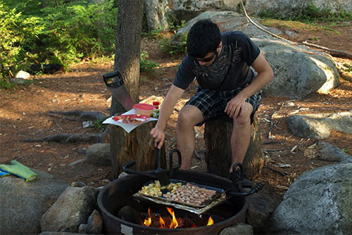 Breakfast cooking on the grill at Kettle Pond State Park (photo credit: Matt Parsons)