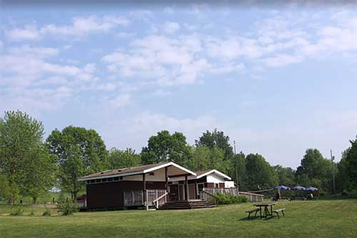 The nature center and bath house at Lake Carmi State Park
