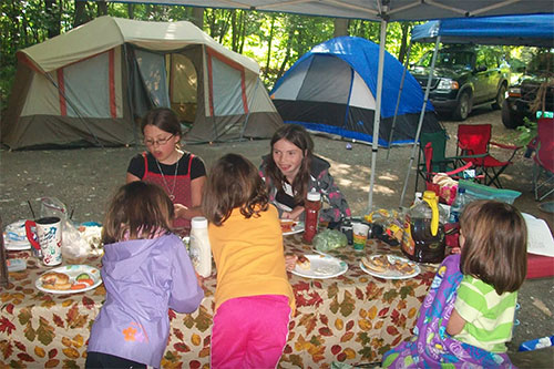 Famly camping at Grand Isle State Park